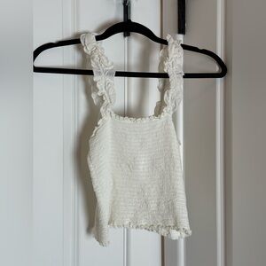 Aerie Cream Ruffled Camisole